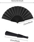 Minelife 4 Pieces Black Handheld Folding Fan  Decoration Fold Hand Fan Nylon 
