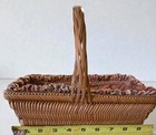Antique Woven  Cloth  Lined Lunch Baskets Single Handle Lot Of 2