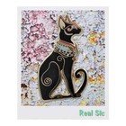 Egyptian Cat Enamel Lapel Pin White   Black Feline Real Sic Regal Fashion New