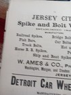 1872 Print Ad Jersey City Spike   Bolt Works Railroad Spikes Track Bolts W  Ames