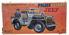 Vintage Japanese Tin Battery Operated  police Jeep   W  Box  c  1970-1974 