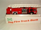 1986 Hess Toy Battery Op Red Fire Truck With Coin Bank Mint In The Box