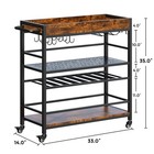 Jirtemot Bar Cart For Home  Serving Cart With Wine Rack  Mobile Kitchen Servi   