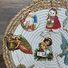 Vintage Christmas Ornaments Lot Of 10 Die-cut Gold Foil Cardboard