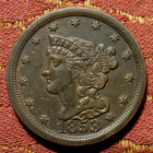 1853 Braided Hair Half Cent  Au     Handsome Example  Crisp Details   Nice Tones
