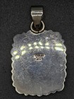 Navajo Djm Signed Sterling Silver Rectangle Bezel Turquoise Pendant W  Garnet