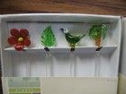 8 Glass Swizzle Stir Sticks Set Bar Cocktail Drink Flower Leaf Bird Palm Tree
