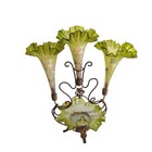 Antique Victorian Glass Ruffled Epergne Trumpet Vases   Bowl Centerpiece