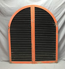 Antique Vtg 19x45 Pair Arch Top House Window Wood Louvered Shutters Old 1365-25b