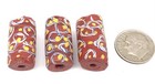 3 Old Venetian Antique Multi Brick Red Ghost Wound African Glass Trade Beads