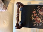 Antique Victorian Wooden Footstool With Needlepoint Upholstery