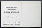 Postcard  Benny Goodman Sextet At The Rainbow Grill  New York - June 1966