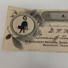 1902 The Beaumont National Bank Canceled Check - Hoo-hoo Black Cat On It - Texas