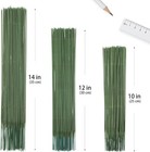 100 Pcs Floral Wire 10in Bendable Artificial Flower Stems Dark Green For Diy Cra