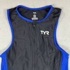 Tyr Tri Suit Mens Small Black Blue Competitor Triathlon Race 1 2 Zip Cycling