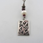 Artisan Pearl Necklace W  Sterling Silver Heart Pendant Marked W  Door   Heart