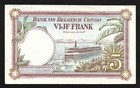 World Paper Money - Congo 5 Francs 1929 P8e   Crisp Vf-xf