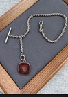 Antique Victorian Carved Carnelian Intaglio Gold Filled Watch Fob Chain 12   