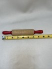 Vtg  7 5  Wooden Rolling Pin Childs Kids Kitchen Toy Miniature Mini Red Handle