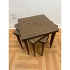 Vintage Mid Century Modern Stacking Side Table Set Danish Retro Wood Nesting X 3