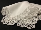  7983    fancy Vintage 1920s Wide Bobbin Lace Wedding Handkerchief Heirloom