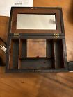 Antique Inlaid Shell Burl Sewing Box Trinket Box Burlwood Tea Caddy