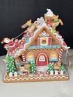12      sugarplum Dreams Christmas Gingerbread House Santa Sleigh Reindeer On Roof