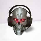 Terminator Skull Headphone Stand With Light Up Led Eyes - Made In Usa - Desk