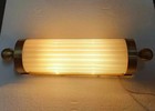 Antique Old Vintage Art Deco Brass   Milk Glass Rod Ship Light Wall Sconces Lamp