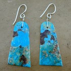 Santo Domingo Pueblo Turquoise Slab Dangle Earrings Native American Jewelry