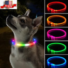  Dog Collar Led Light Rechargeable Usb Night Pet Safety Adjustable For Lights