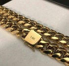 Real 14k 18k Gold Plated Pvd Solid Miami Cuban Link Chain Bracelet Set 4mm-14mm