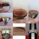 Antique Yemeni Lucky Islamic Calligraphic Agate Stone Silver Ring 8 Size