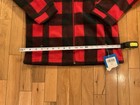 Boys Columbia Red   Black Checkered Fleece Zip Up Jacket Size Large 14 16