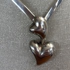 Vintage Mexico Tl-38 Sterling Silver Torque 2 Heart Necklace 67 Gr Statement