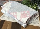 Cutter Quilt Hand Stitched Antique Worn Damaged Vintage Feed Sack Fabric 65   x70   