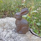 Small Cast Iron Bunny Rabbit Figurine Shelf Sitter Garden Yard Decor Brown