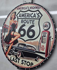 Vintage Route 66 Gasoline Sign Pump Plate Gas Station Oil 7 3 4  X 7 3 4 