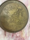 Vintage Brass   Copper Bed Warmer With Changing Horses Engraving   Wood Handle