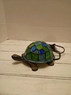 Vintage Stained Glass Tiffany Style Turtle Accent Table Lamp Night Light Decor