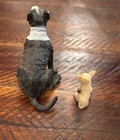 Bull Terrier Figurine Toy 2 5    Plastic Dog Black   White Terrier Plus Small