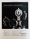 1947 Corning Glass Advertisement Thomas Edison Vintage Research Pyrex Dwww9