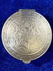 Vintage Three Flowers Richard Hudnut New York Paris Silver Tone Make Up Compact