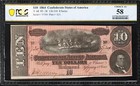 T-68 1864  10 Confederate Currency Pcgs 58 Civil War Ten Dollar Bill 57304