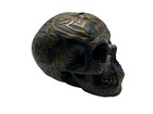 7 In  Black   Gold Color Celtic Pattern Skull Statue Figurine W  Fangs Vampire