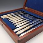 Cutlery Set  1865  British Antique  Sterling Silver And White Mother Of Pearl 