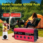 3000w 6000w Power Inverter Dc 12v To Ac 110v 120v Converter Car Camp 4 usb