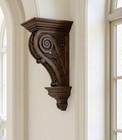 Vintage Carved Wood Corbel Ornate Scroll Bracket Fireplace Mantel Shelf Support