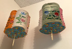 Two Vintage Chinese Multicolored Hanging Paper Lanterns Painted Birds   Flowers