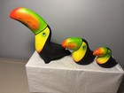 Vtg Hand Painted Toucan Birds  3  Folk Art Pottery Figures Costa Rica    